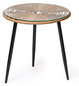 Okrągły stół JUANA ze szklanym blatem, naturalny
