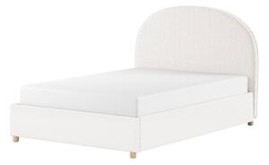Białe tapicerowane łóżko dwuosobowe ze schowkiem i stelażem 140x200 cm Moon – Vipack