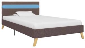 Rama łóżka z LED, taupe, tkanina, 100 x 200 cm