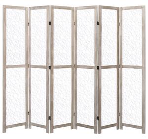 Parawan 6-panelowy, biały, 210 x 165 cm, lite drewno