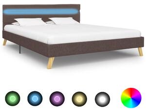 Rama łóżka z LED, taupe, tkanina, 120 x 200 cm
