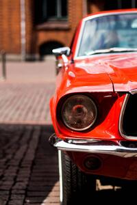 Ilustracja Closeup of a red classic mustang car, My pictures