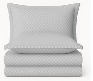Szara pościel jednoosobowa z bawełny renforcé 140x200 cm Checkered – Mila Home Luxury