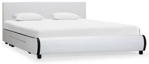 Rama łóżka z szufladami, biała, sztuczna skóra, 140x200 cm