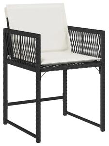 Czarno - kremowy zestaw krzeseł ogrodowych z poduszkami 4 szt. - Barisso 3X