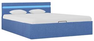Rama łóżka z podnośnikiem i LED, niebieska, tkanina, 120x200 cm