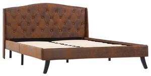 Rama łóżka, brązowa, sztuczna skóra zamszowa, 120 x 200 cm