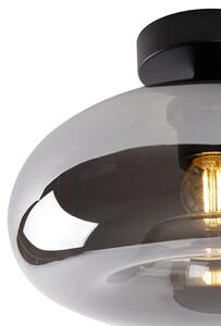 Lampa sufitowa Art Deco czarna z przydymionym szkłem - Busa Oswietlenie wewnetrzne