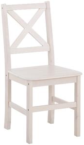 Sosnowe krzesło, białe, krzyżowe oparcie