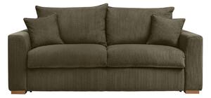 Zielonobrązowa sztruksowa rozkładana sofa 225 cm Augustin – Bobochic Paris