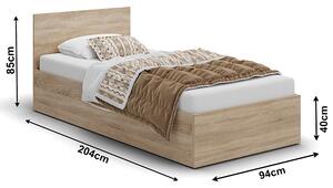Łóżko z materacem dąb sonoma 90x200 - Cansar 3X
