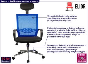 Niebieski profilowany fotel obrotowy - Trexol