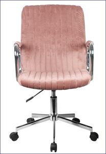 Różowy welurowy fotel do biurka - Tevors
