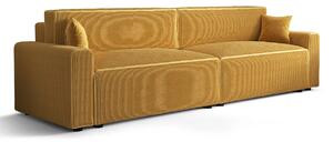 Musztardowa sztruksowa sofa z funkcją spania G3-D78
