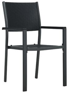Krzesła ogrodowe, 2 szt., czarne, plastik stylizowany na rattan