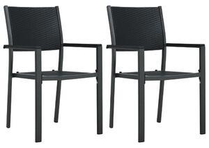 Krzesła ogrodowe, 2 szt., czarne, plastik stylizowany na rattan
