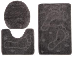 Elegancki szary komplet dywaników łazienkowych 3w1 W4-H97