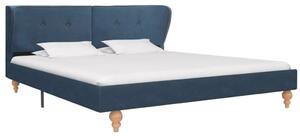 Łóżko z materacem memory, niebieskie, tkanina, 160 x 200 cm