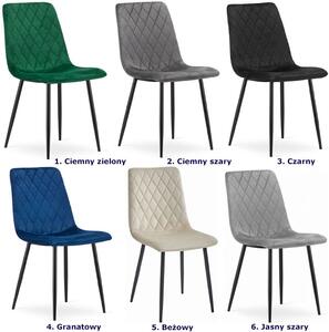 Zestaw 4 jasnoszarych krzeseł tapicerowanych welurem - Saba