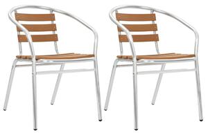 Krzesła ogrodowe, sztaplowane, 2 szt., aluminium i WPC, srebrne