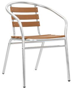 Krzesła ogrodowe, sztaplowane, 4 szt., aluminium i WPC, srebrne