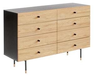 Czarno-naturalna niska komoda w dekorze dębu 130x87 cm Jugend – Woodman