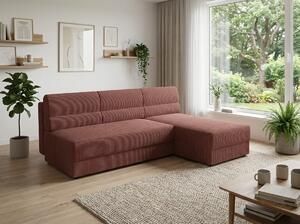 Rozkładana narożna sofa TAVERO SLIM 201x140 cm, ciemnoróżowa, uniwersalna