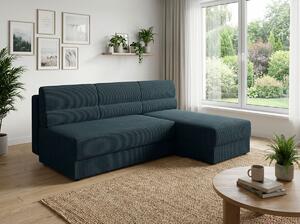 Rozkładana narożna sofa TAVERO SLIM 201x140 cm, ciemnoniebieska, uniwersalna