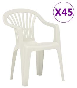 Krzesła ogrodowe układane w stos, 45 szt., plastikowe, białe