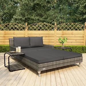 2-osobowe łóżko ogrodowe z poduszkami, rattan PE, szare