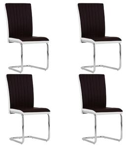 Krzesła stołowe, wspornikowe, 4 szt., brązowe, sztuczna skóra