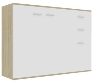 Komoda, biel i dąb sonoma, 105 x 30 x 75 cm, płyta wiórowa