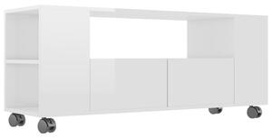 Szafka pod TV, wysoki połysk, biała, 120x35x48 cm