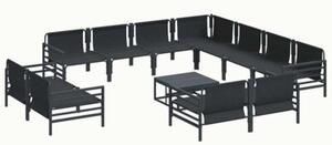 Nowoczesny zestaw sof ogrodowych z poduszkami - czarny, trwała stal, funkcjonalny design