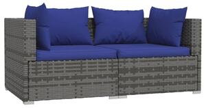 2-osobowa sofa ogrodowa z poduszkami, polirattan, szara