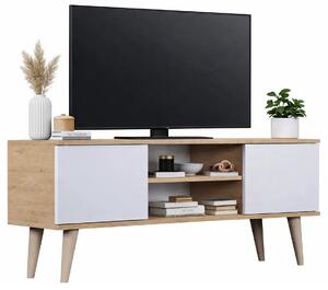 Skandynawska szafka pod telewizor dąb artisan + biały T5-E64