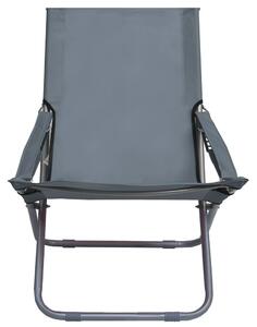 Składane krzesła plażowe, 2 szt., tkanina, szare