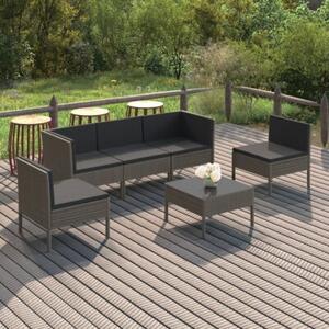 Zestaw Mebli Ogrodowych Komplet Wypoczynkowy Z Poduszkami 6-Częściowy Szary Rattan Na Taras Balkon Ogród