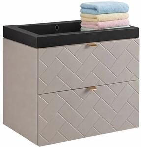 Beżowa szafka pod umywalkę z szufladami 60 cm kaszmir H2-C85