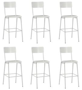 Krzesła barowe, 6 szt., białe, sklejka i stal