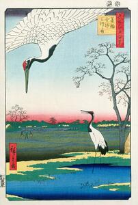 Reprodukcja Minowa Kanasugi Mikawashima Japanese Cranes, Utagawa Hiroshige