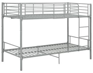 Łóżko piętrowe, szare, metalowe, 90 x 200 cm