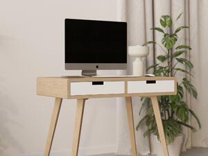 Minimalistyczne biurko w stylu Skandynawskim z białymi szufladami o szerokości 90 cm