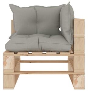 Ogrodowe siedzisko narożne z palet, z poduszkami taupe, drewno