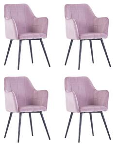Krzesła stołowe, 4 szt., różowe, aksamitne