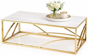 Złota ława glamour z blatem bialy marmur S5-D63