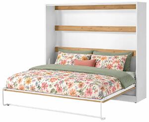 Poziomy rozkładany tapczan biały + dąb 160x200 H5-W19