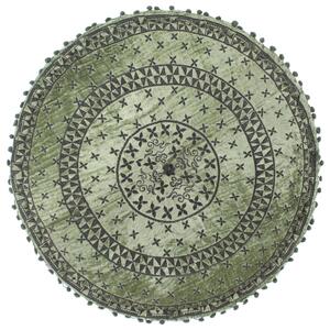 Puf, okrągły, aksamit z haftem, 60x25 cm, zielony