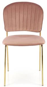 Welurowe krzesło glamour złote nogi K499 - różowy