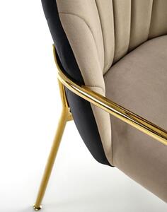 Krzesło welurowe z podłokietnikami gold K500 - beżowy